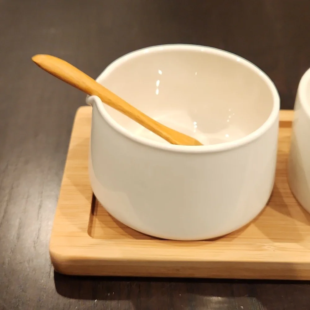 West Elm Bamboo Porcelain Serving set, NIB